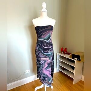 Caution to the Wind strapless midi dress